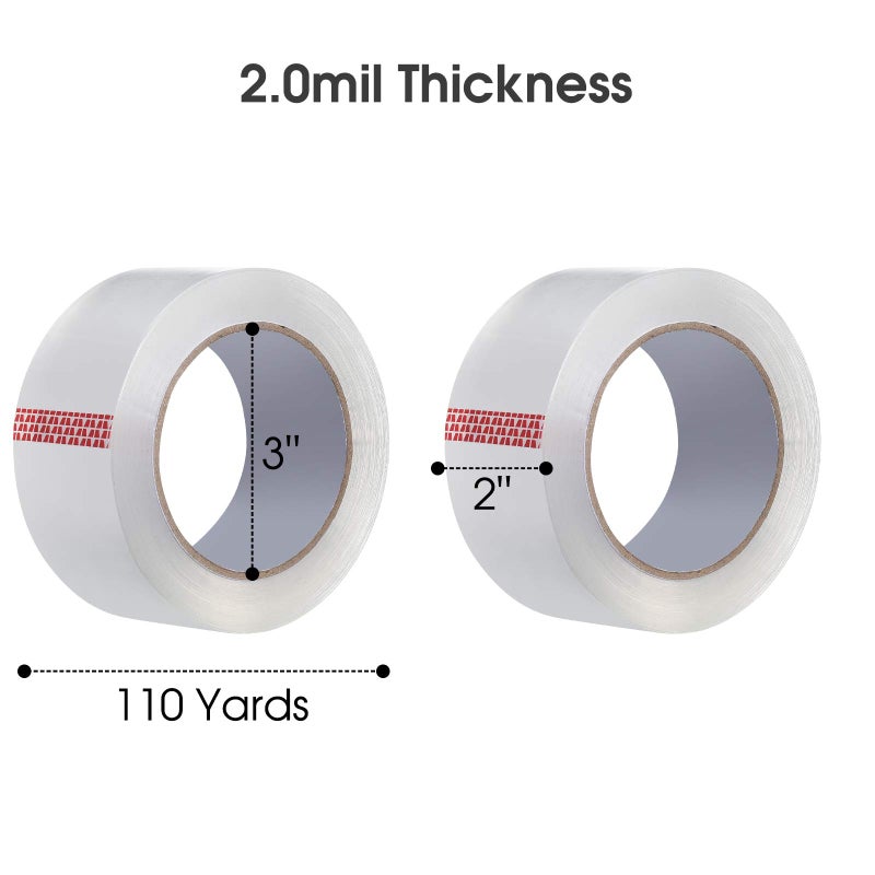 Pacific Mailer Clear Packing Tape, 2 Inch Wide, 2.0mil Thickness, 110 Yard Per Roll [Pack of 6 Rolls] - Image 2